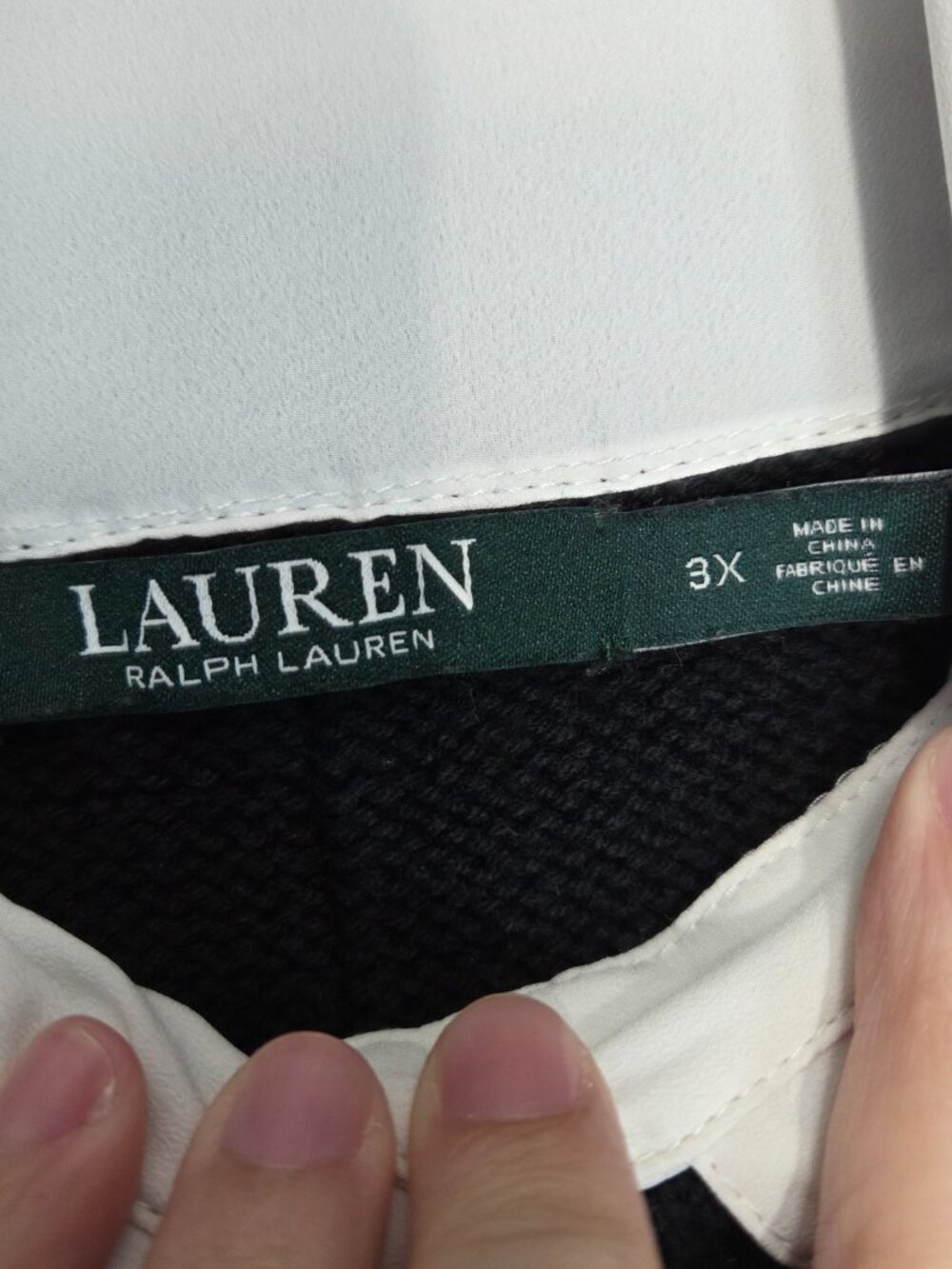 Lauren Ralph Lauren Layered Bullion-Patch Sweater Black Crown Logo Monogram 3X - Picture 7 of 10